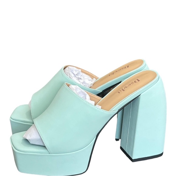 Chunky Platform Sandals Slip On Square Toe Platform Mules High Heel Y2K - Picture 2 of 5
